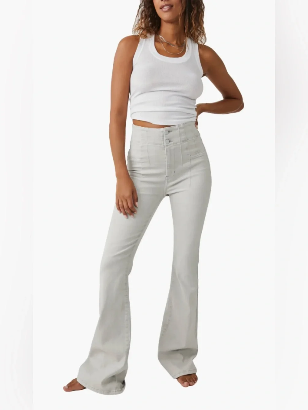 Free People Womens Grey We the Free Jayde‎ High Waist Flare Pants size 25